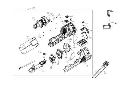 Exploded Diagram B Diagram and Parts List for BHFEA420J Type 1 Black and Decker Upright Vacuum